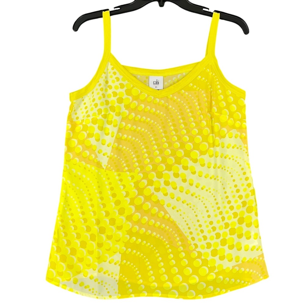 Cabi Psychedelic Polka Dot Geometric Print Camisole Tank Top Womens XS Yellow